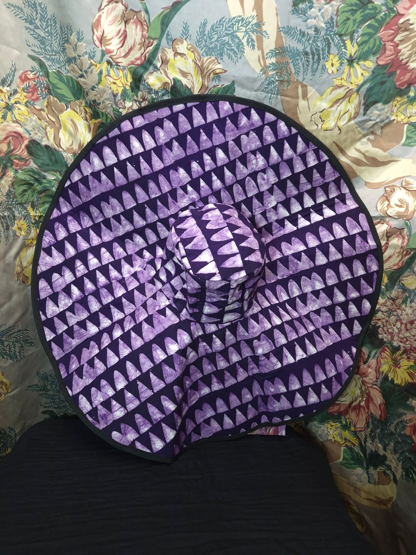Reversible Wide-Brim Sunhat & Fan - Handmade African Batik Bundle