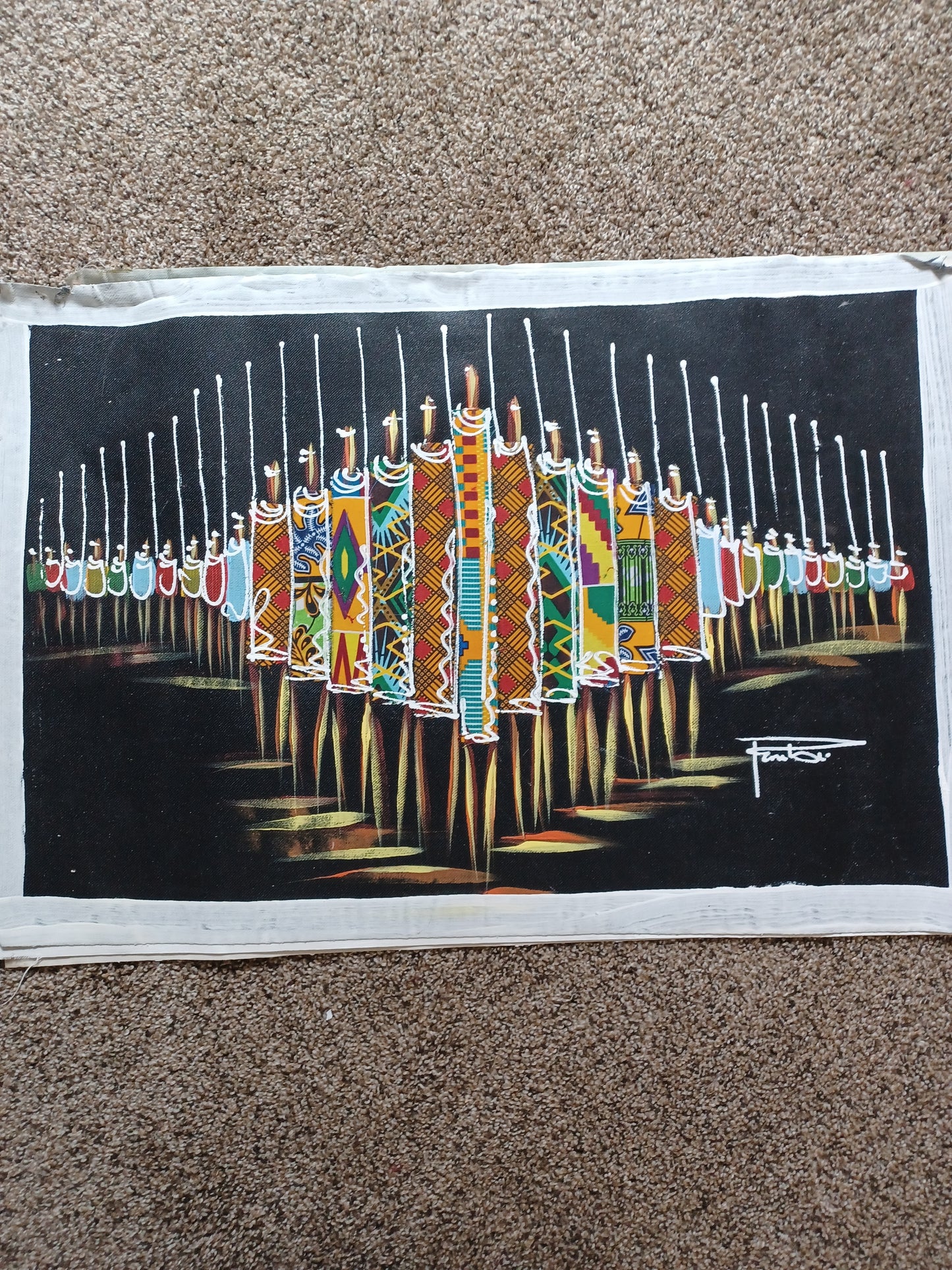 The Ancestors - Kente Cloth on Canvas - 19"x29"