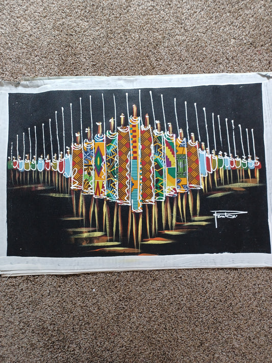 The Ancestors - Kente Cloth on Canvas - 19"x29"