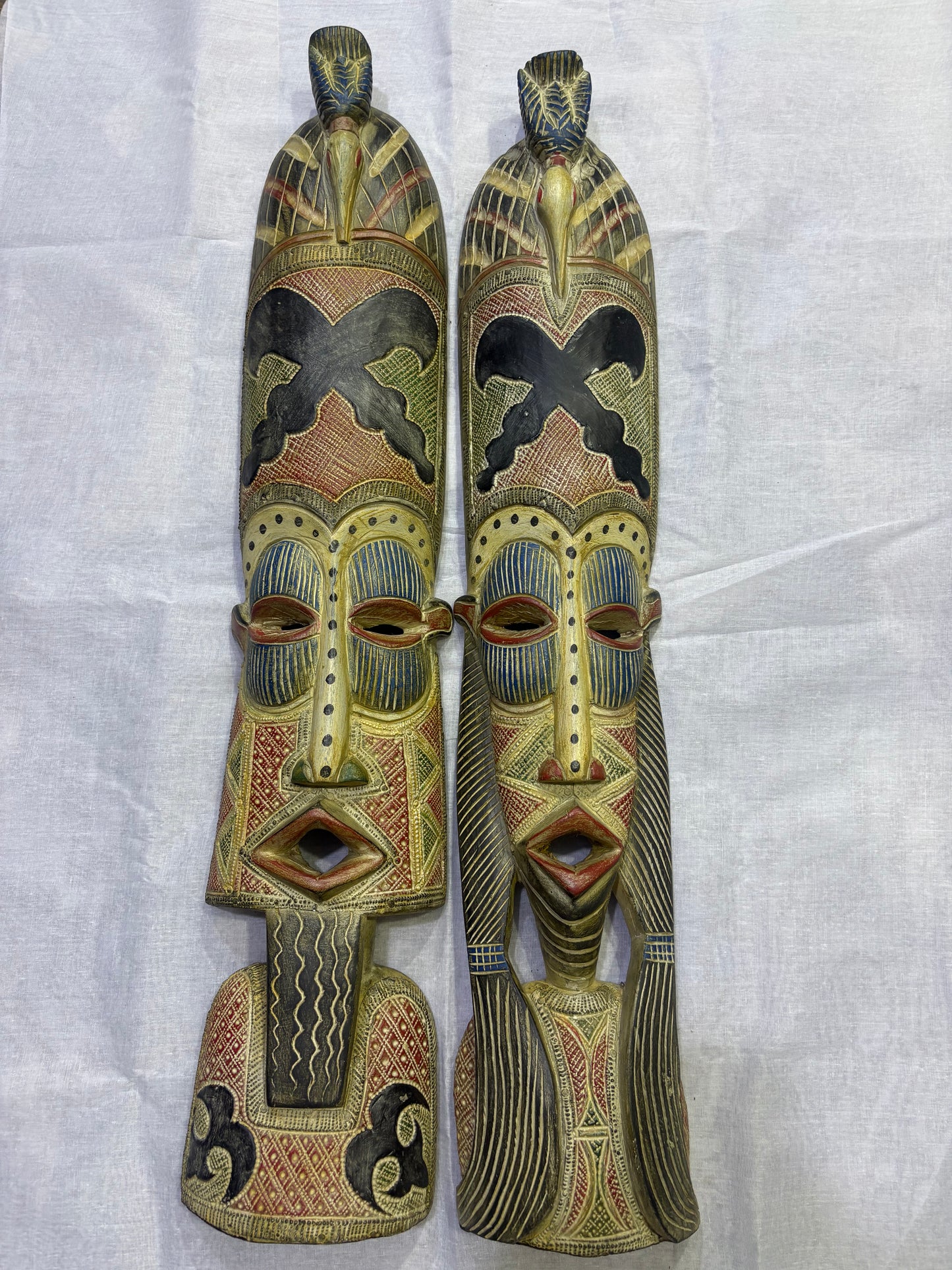African Tribal Wall Masks (Royal Heritage Pair)