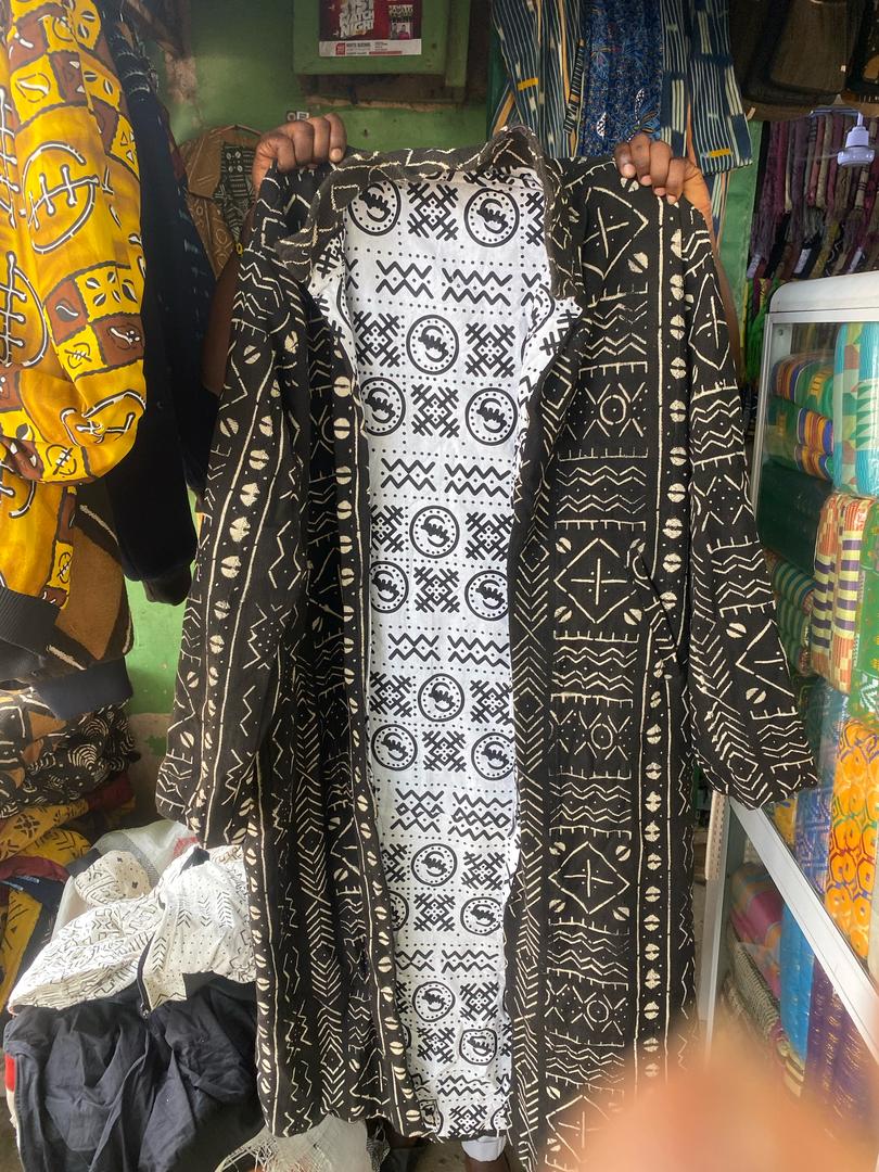 Custom Collared Coat - Mud Cloth with Batik