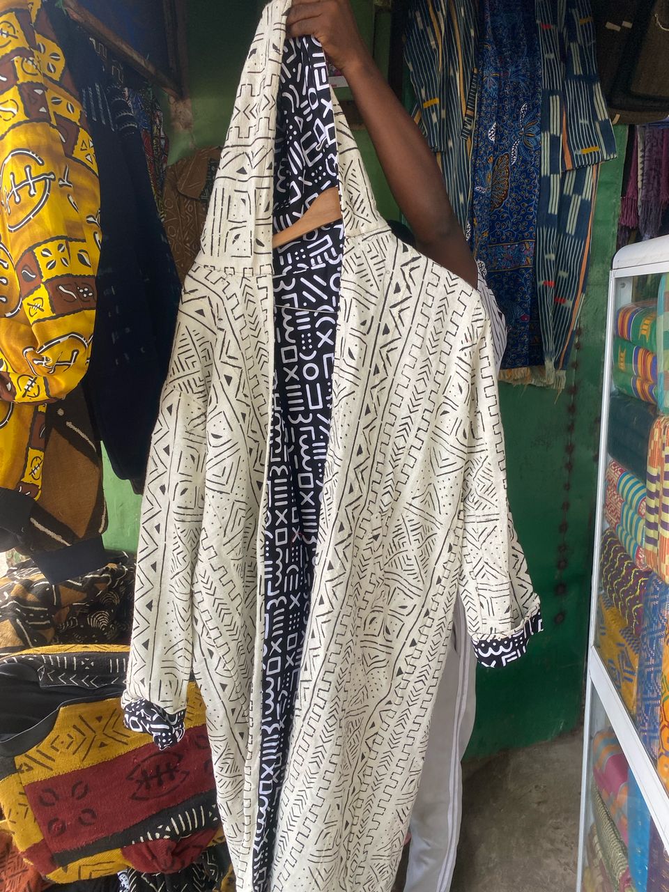 Custom Hooded Coat - Mud Cloth with Batik
