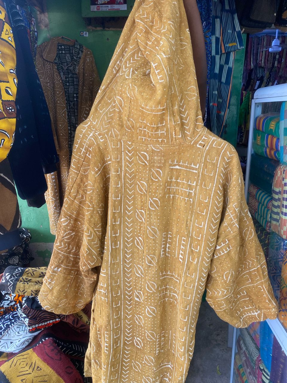 Custom Hooded Coat - Mud Cloth with Batik