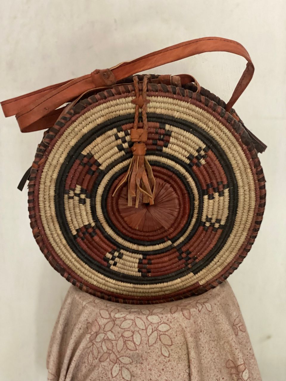 Weaved Leather and Straw - Canteen Bag