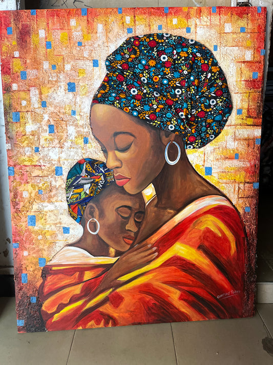Sacred Embrace” – African Mother & Child Painting