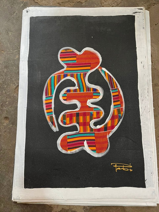Gye Nyame - Kente Cloth on Canvas - 19"x29"